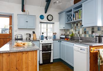 The kitchen is well-equipped for cooking tasty suppers using locally bought ingredients.