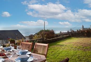 Stunning sea views can be enjoyed from the garden area.