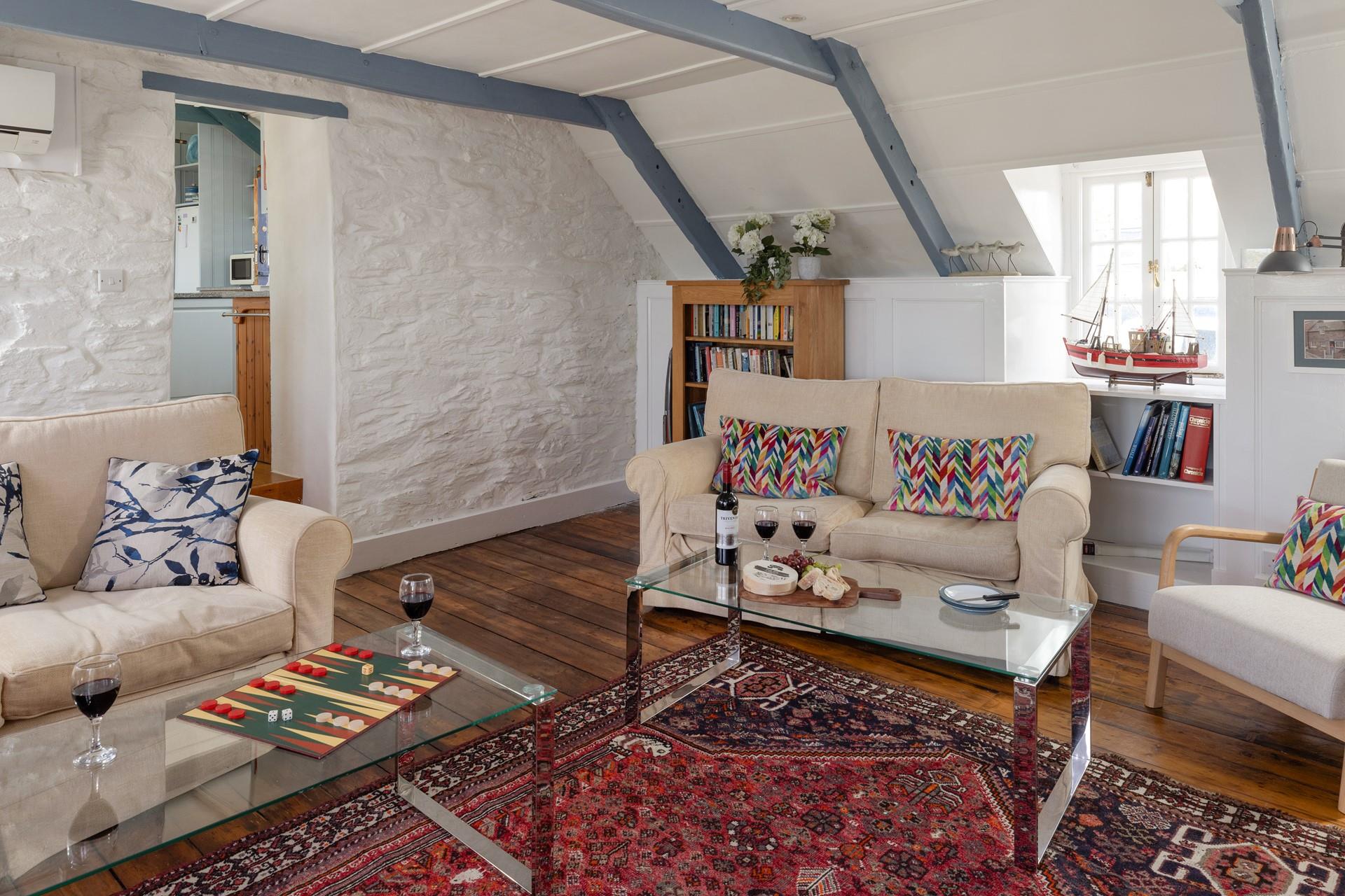 The sitting room is bright and colourful.