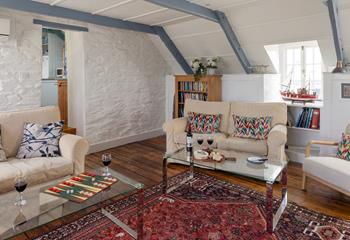 The sitting room is bright and colourful.