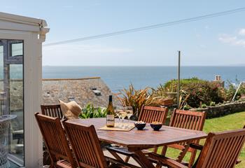 Stunning sea views can be enjoyed from the garden area.
