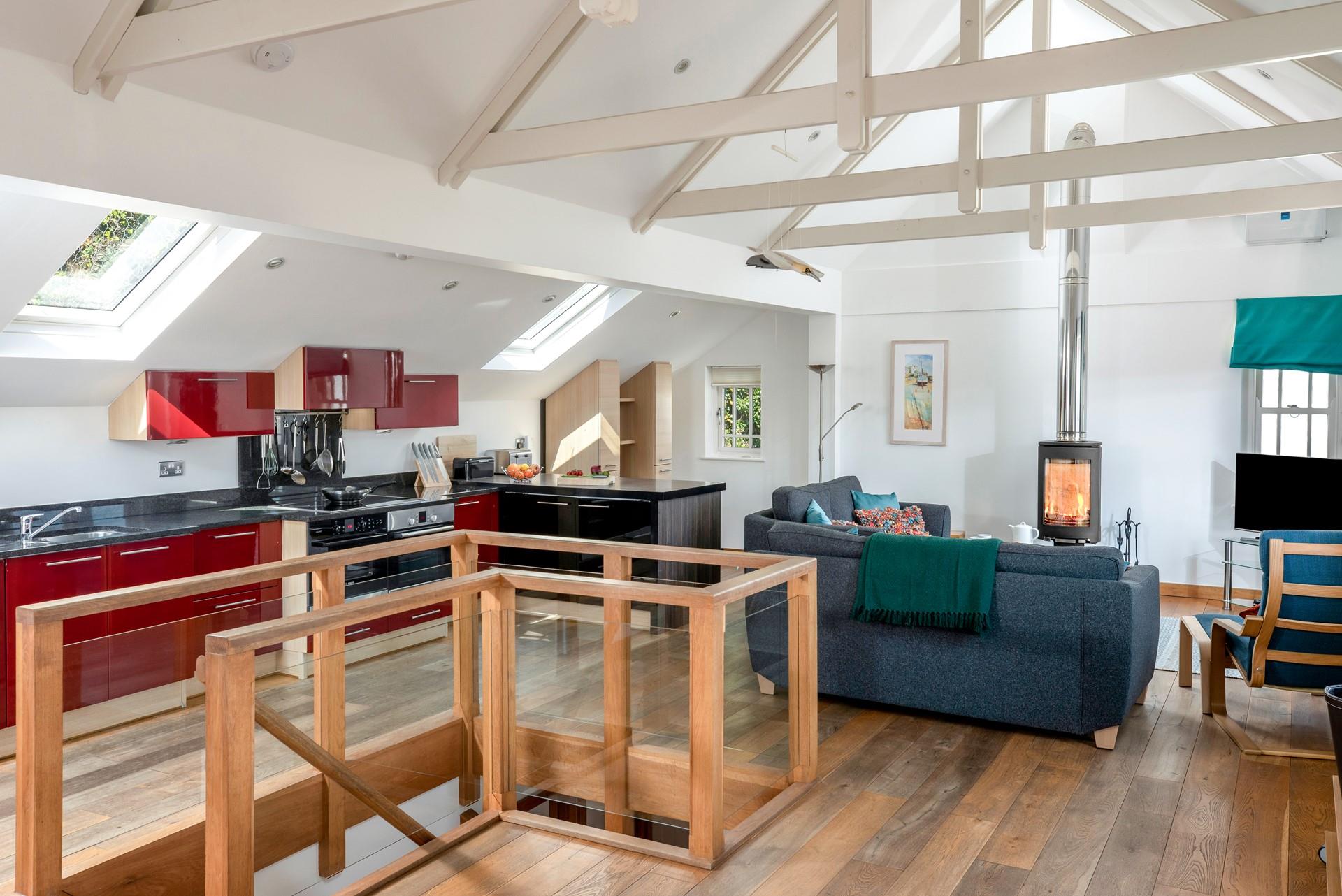 The stylish modern kitchen is fully equipped for cooking up a storm.