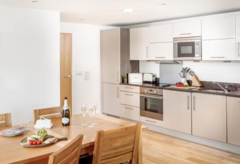 The living space is open plan, perfect for socialising with family or friends.