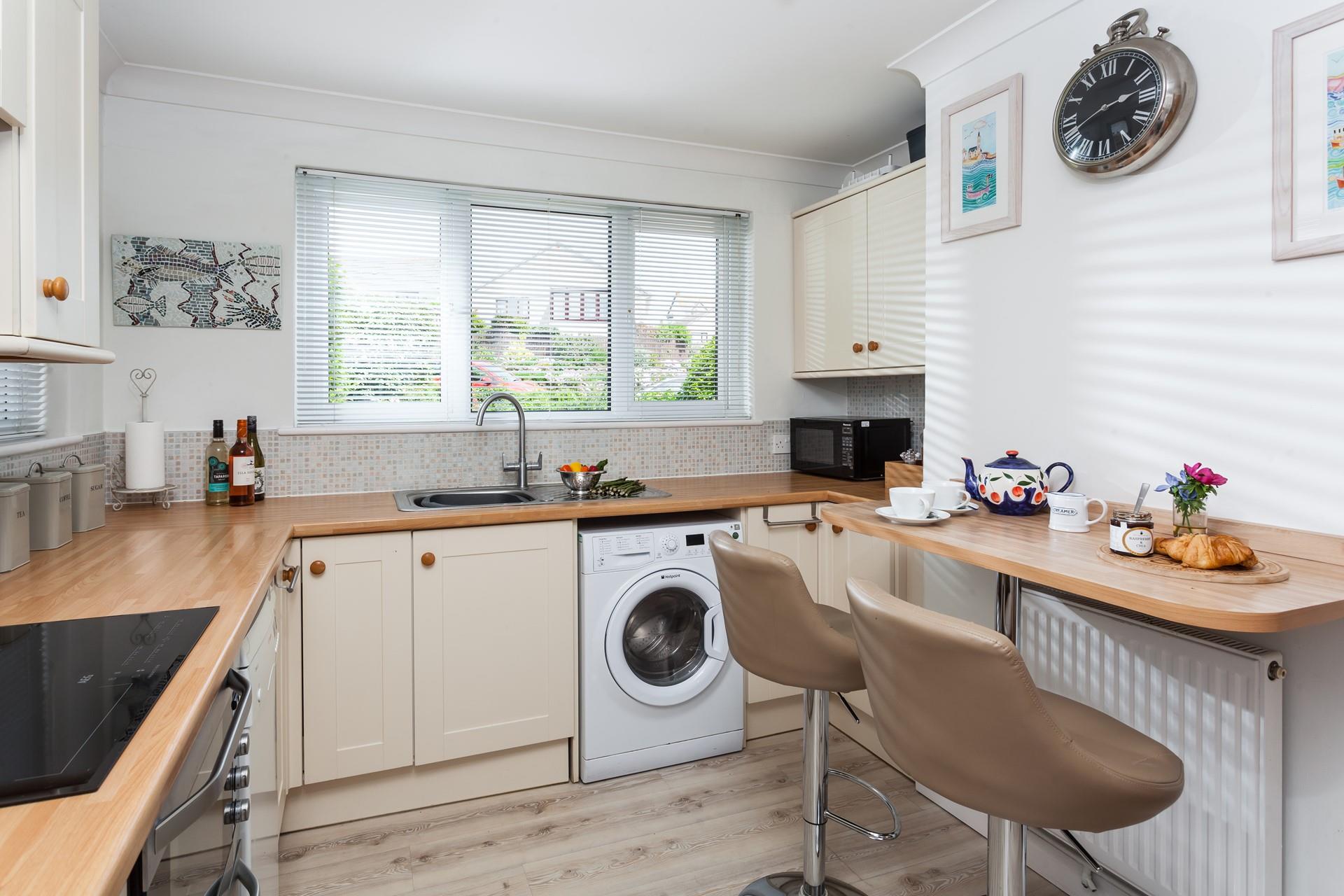 The kitchen is well-equipped to cook the whole family a feast.