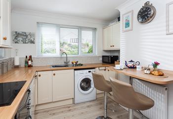 The kitchen is well-equipped to cook the whole family a feast.