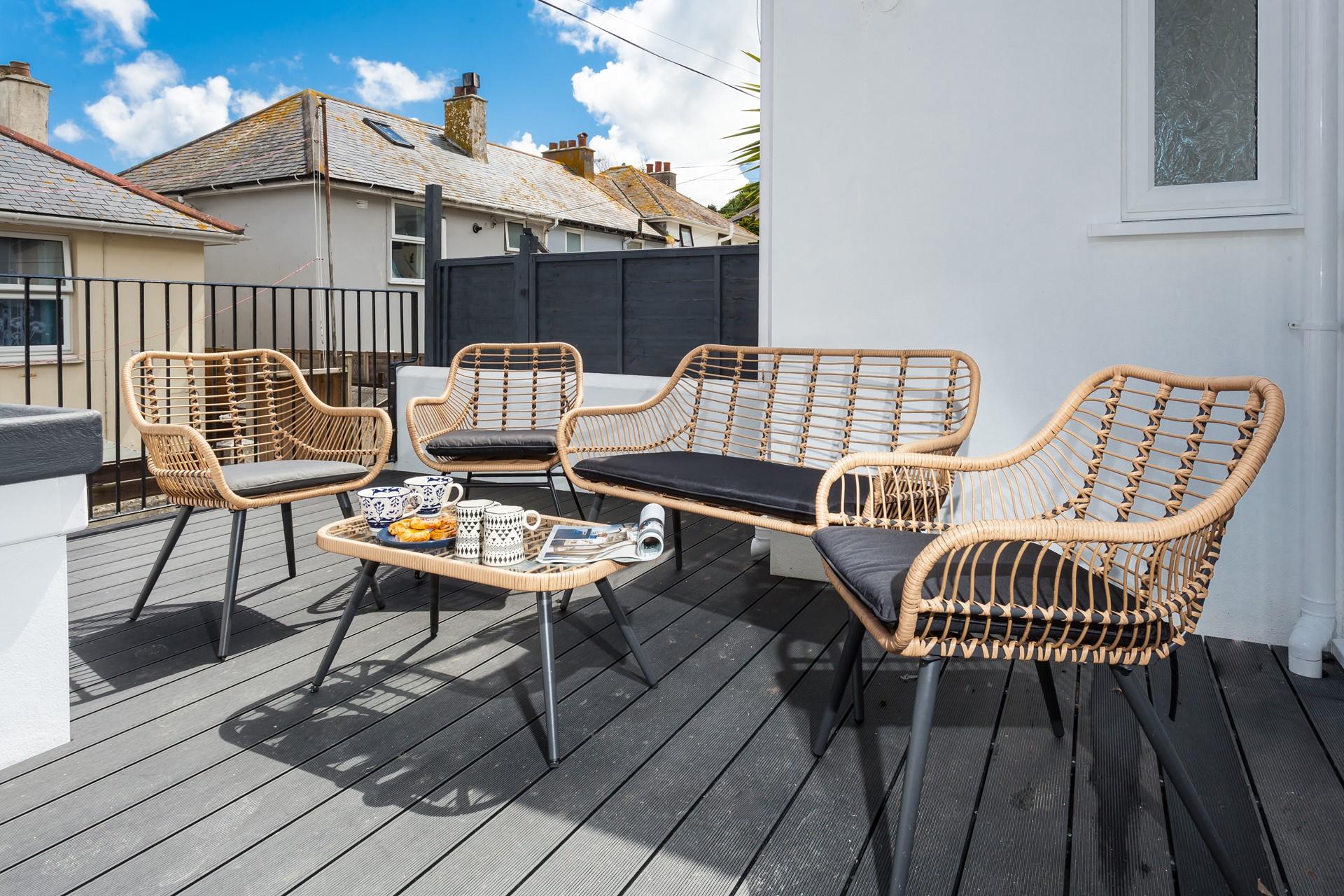 Breakfast can be taken al fresco on the sun trap terrace.