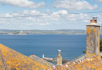 Take in the vast views of Mounts Bay over the rooftops of Newlyn.
