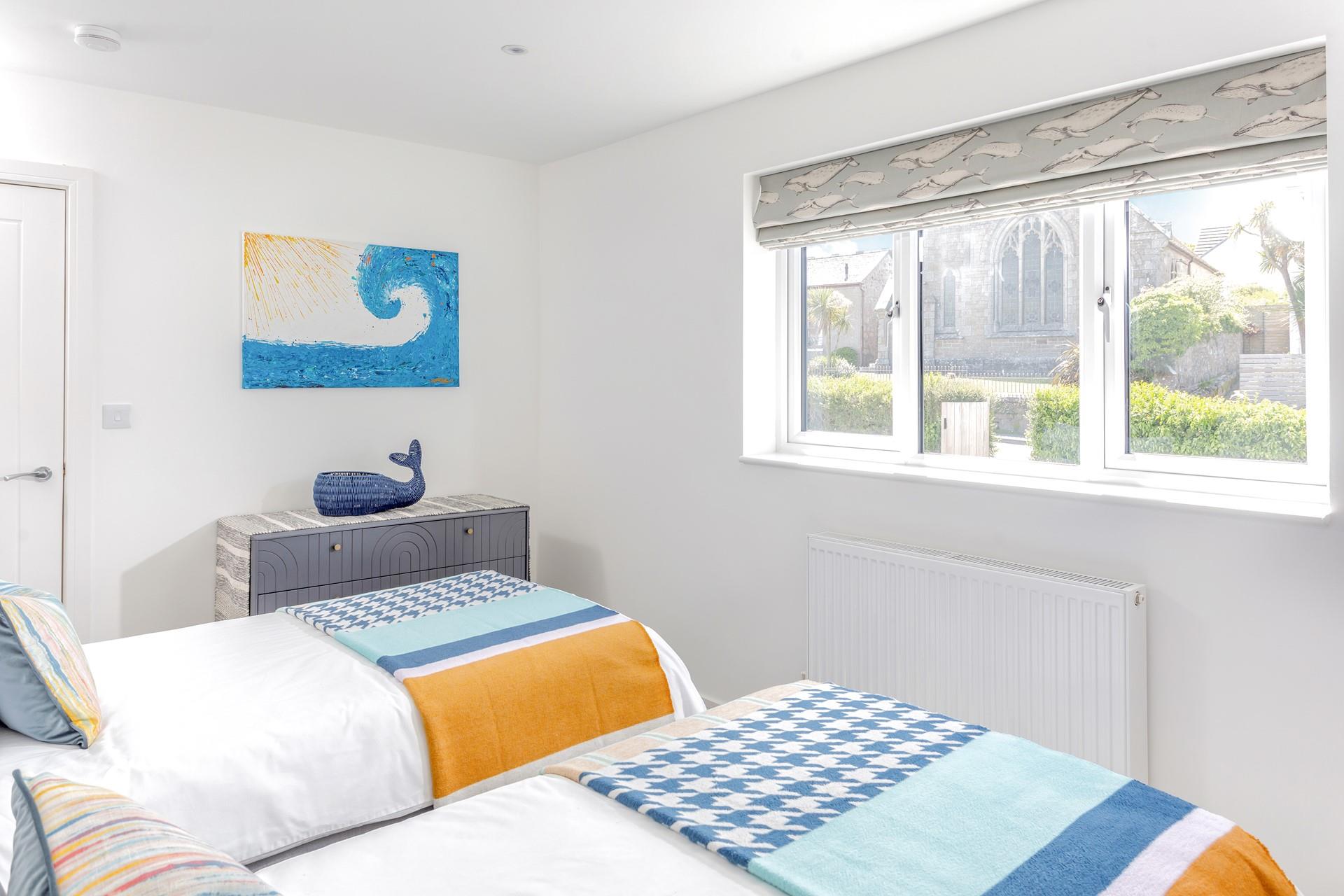 Ocean-inspired artwork reflects the close proximity to the sea.