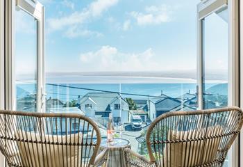 The balcony has mesmerising views across St Ives Bay.