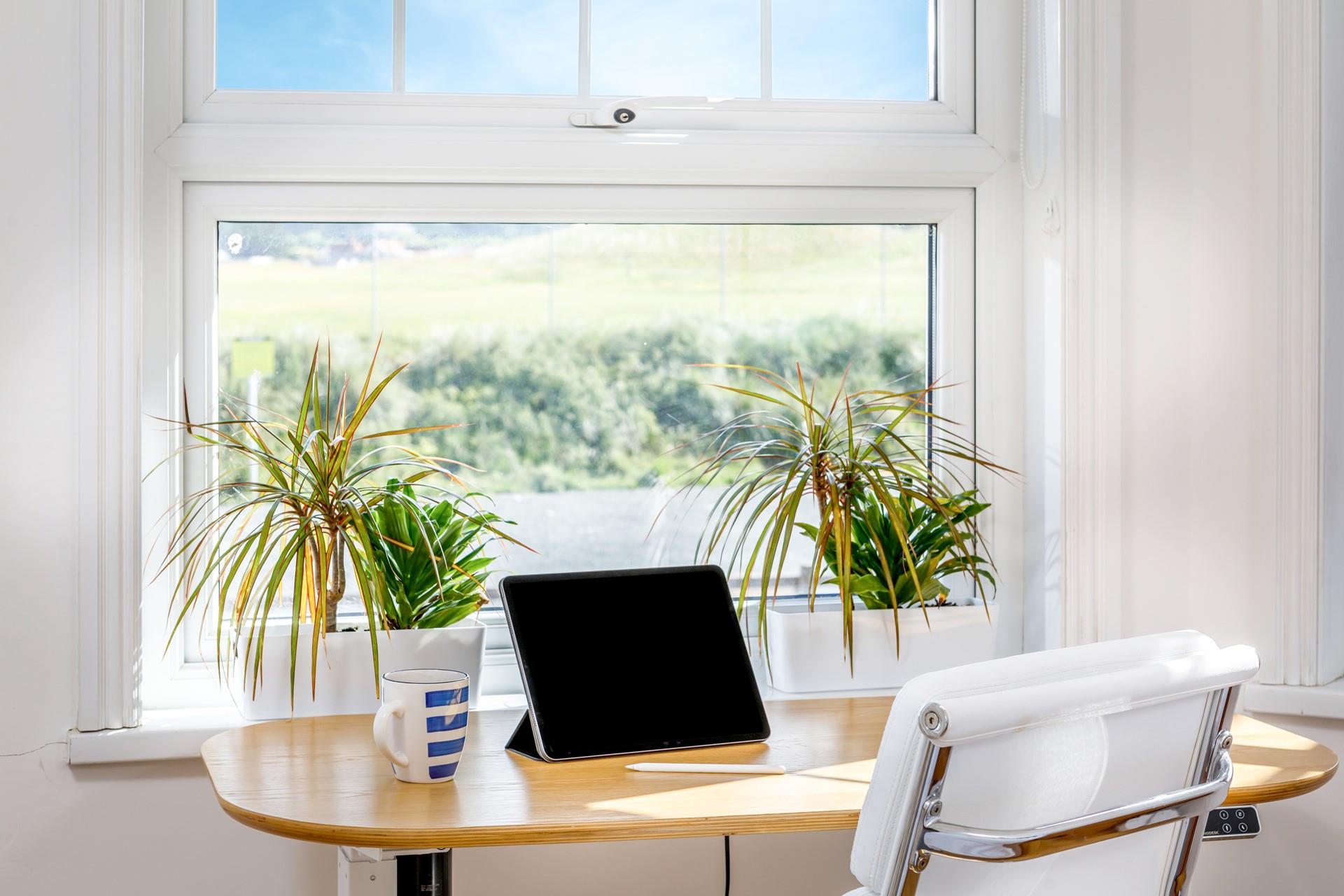 Bedroom 3 overlooks Burn View and the golf course, and offers a rise and fall desk, perfect for catching up on emails!