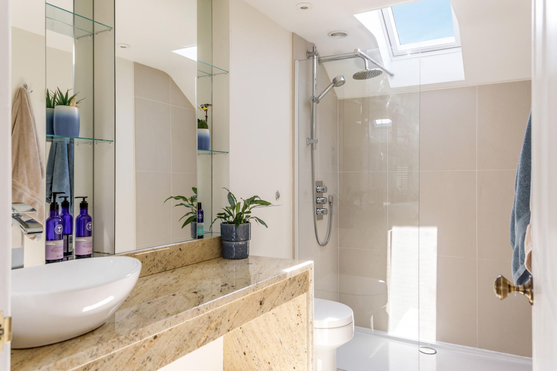 Start the day with a hot shower under the rainhead.