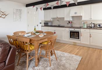 The kitchen is well-equipped for the chef of the family to cook up a storm.