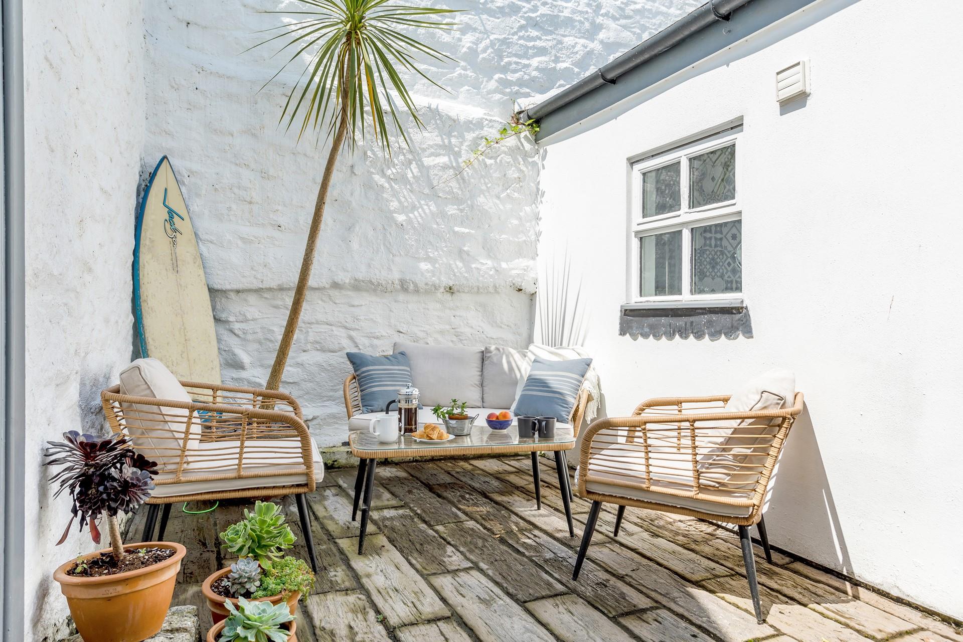 Take your morning coffee outside to soak up the sunshine.