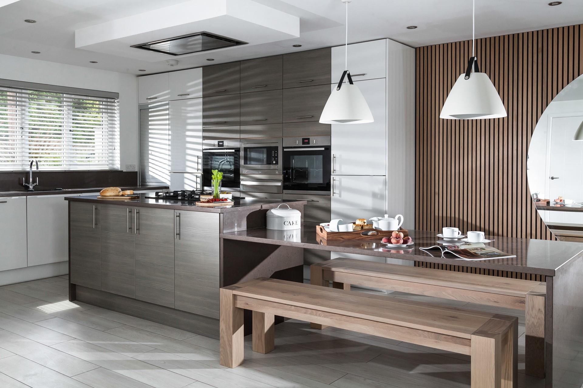 The kitchen has added touches such as a wine cooler.