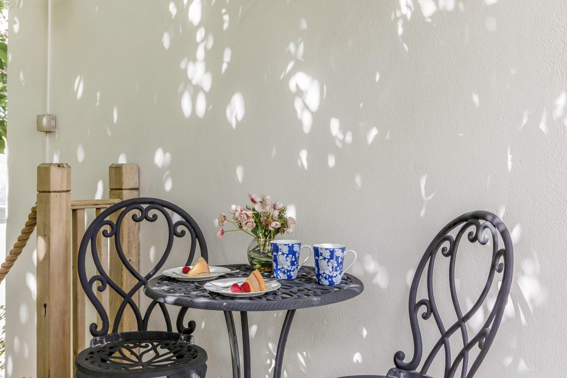 Tuck into afternoon tea and cake outside on a sun-soaked afternoon.