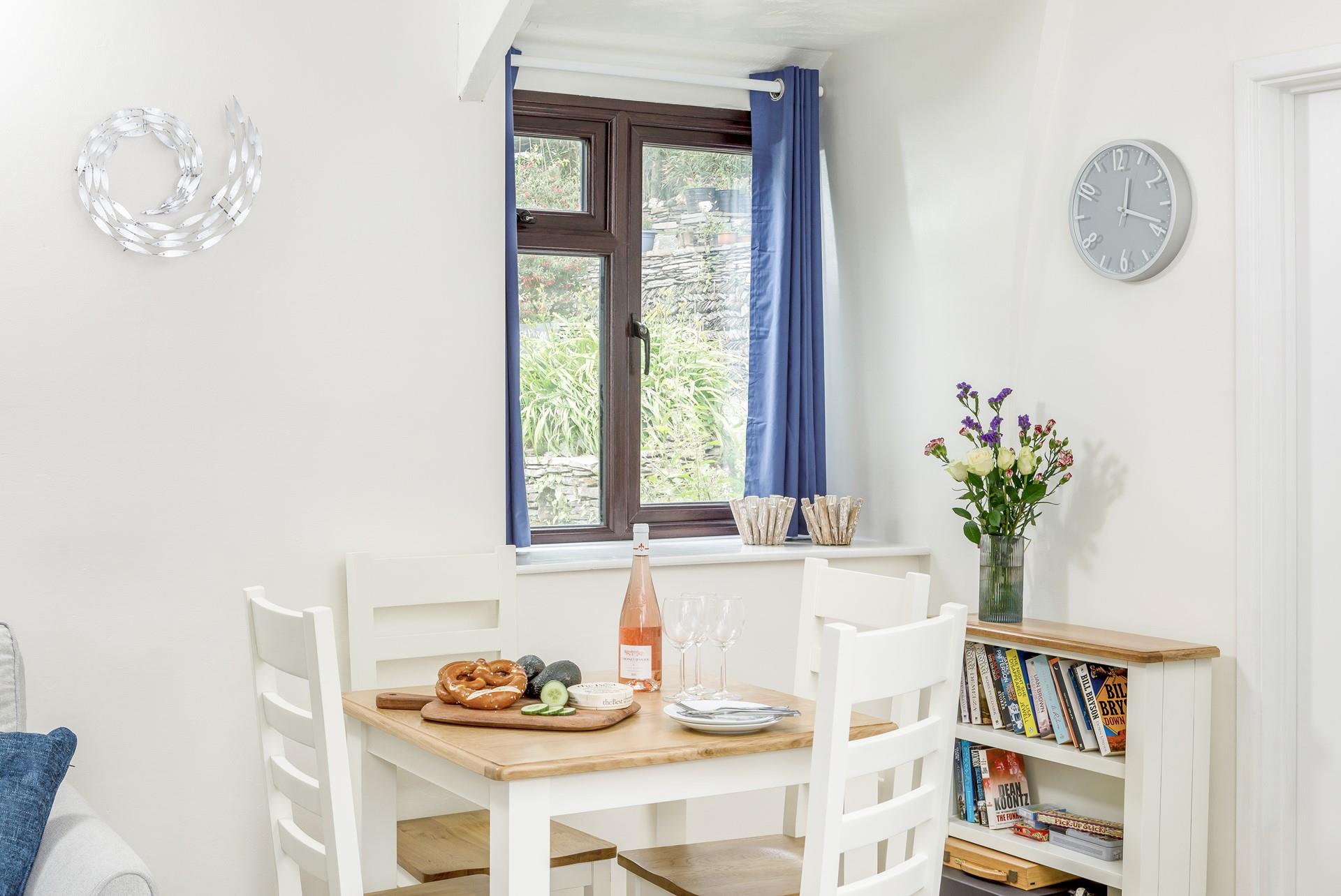 The cottage is decorated with homely touches and filled with books to choose from.