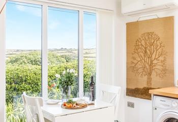 Stunning views of the Cornish countryside are the perfect backdrop to a long, lazy lunch.