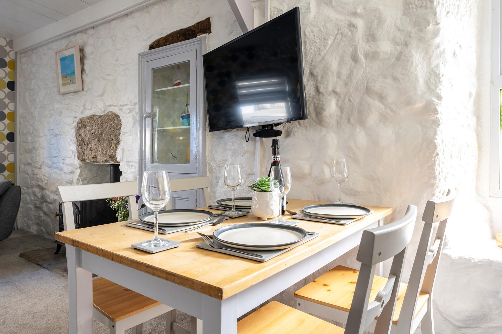 Traditional granite walls add to the character of the cottage.