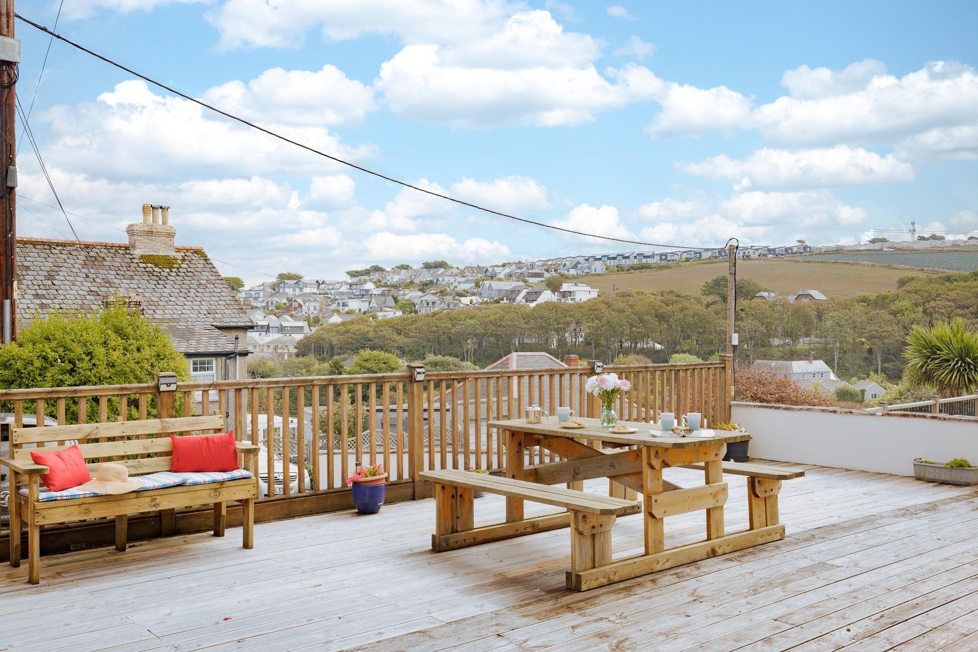 Enjoy lovely views across the village from the decking!