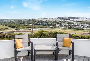 Sit back and take in the views down to the beach, across to Chapel Rock and beyond.