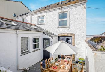 The outside sun trap is perfect for enjoying tea and cake in the sunshine.