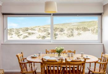 Stunning views of the sand dunes, the backdrop to your holiday mealtimes.