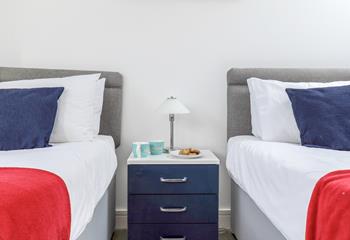 The bright twin bedroom is great for adults or children.