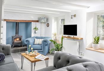 A lovingly renovated Cornish cottage, mixing traditional features with modern interiors.