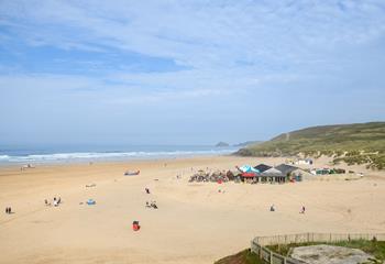 Treat yourself to lunch at Perranporth's bar on the beach, The Watering Hole.