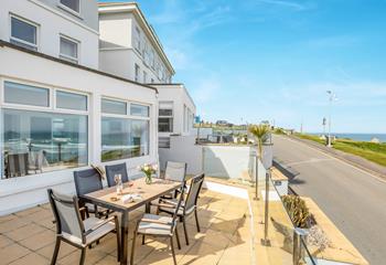 Spectacular views of Perranporth beach from the patio.