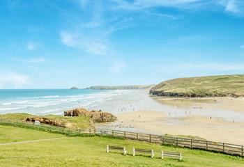 On the cliffside in Perranporth, with the beach just a two minute stroll downhill.