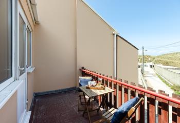 The balcony is ideal for a morning cuppa.
