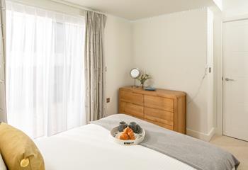 Holidays in Cornwall call for breakfast in bed before heading out to explore the coastline.