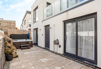 From the patio, steps take you up to a sunny lawned area. Fully enclosed, the garden is great for the dog too!