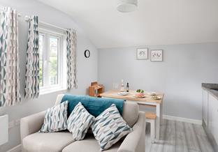 Harlyn is a modern retreat with an open plan living, dining and kitchen area.