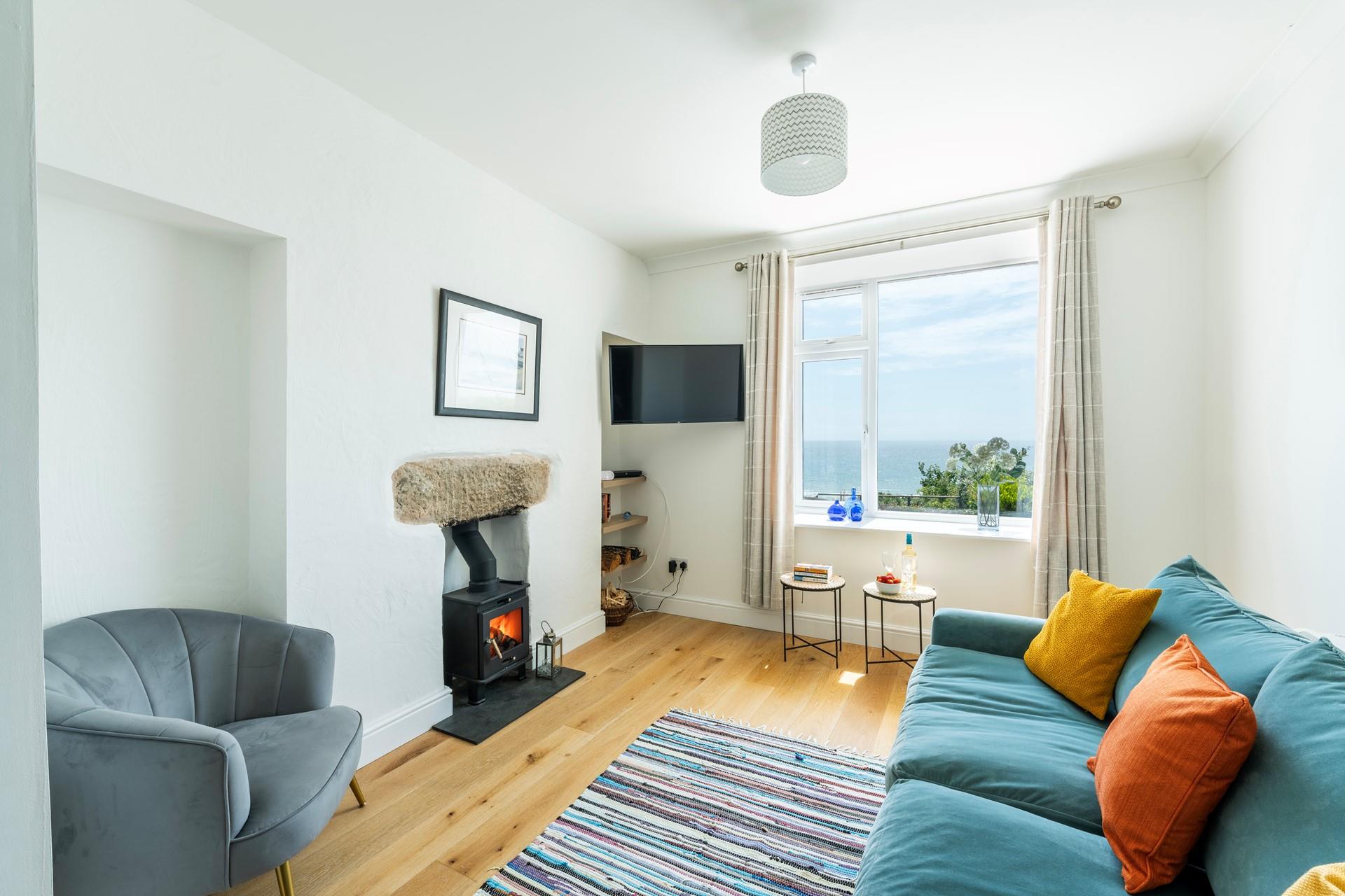 Wonderful sea views can be enjoyed from the comfort of the sitting room.