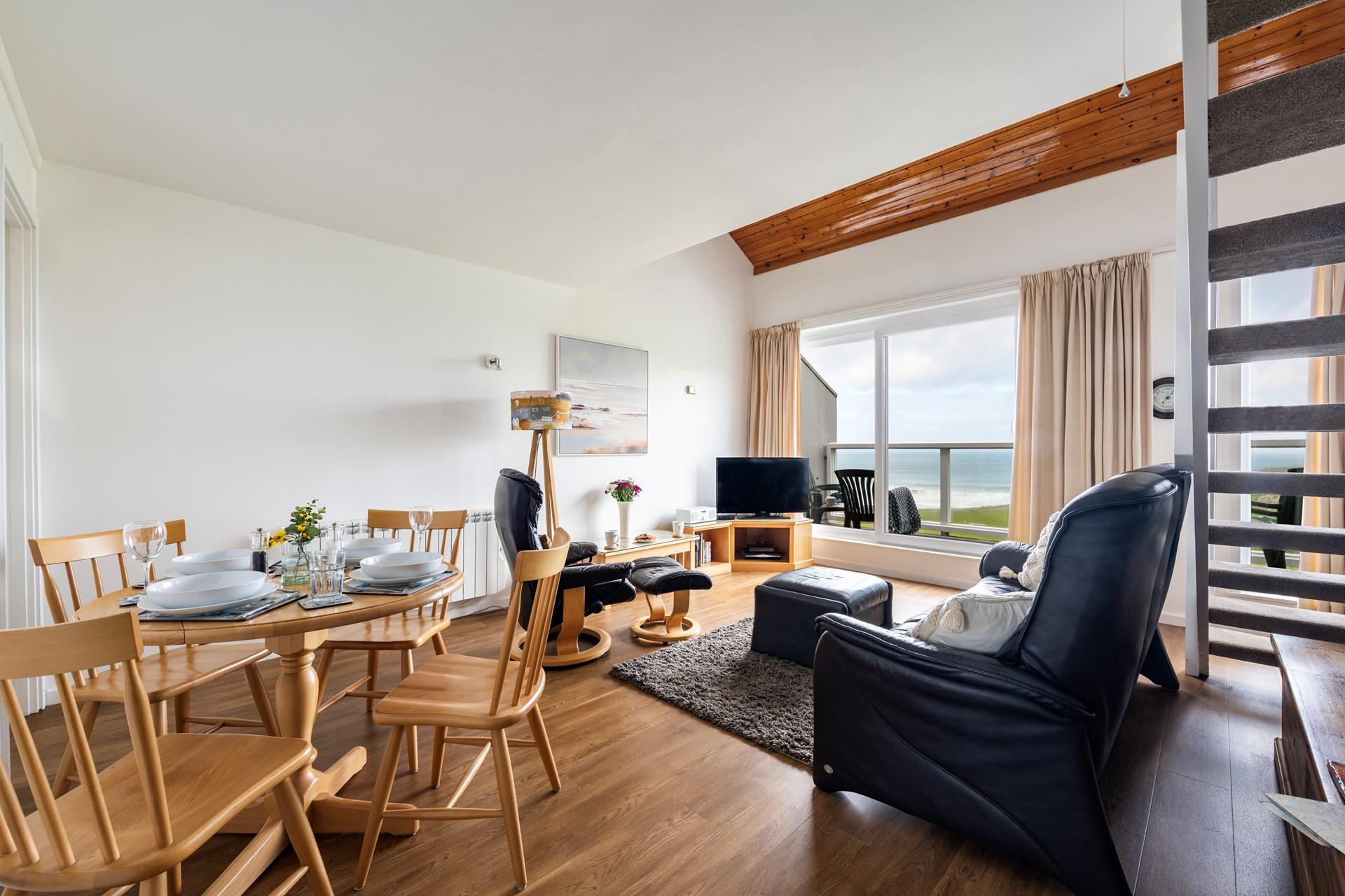 Take in the stunning views of Porthmeor from the open plan living space.