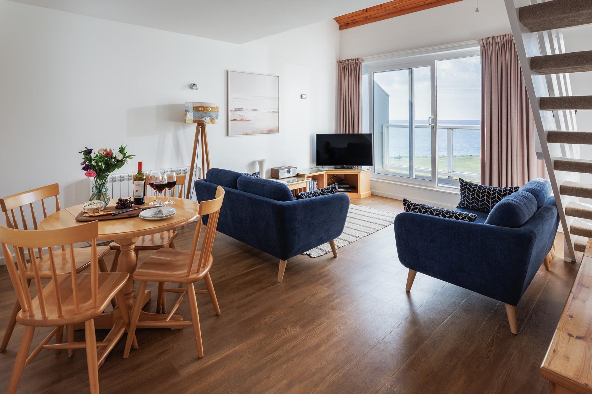 Take in the stunning views of Porthmeor from the open plan living space.