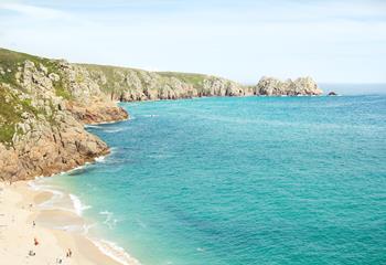 Tropical Porthcurno beach is just steps away from Half Deck!