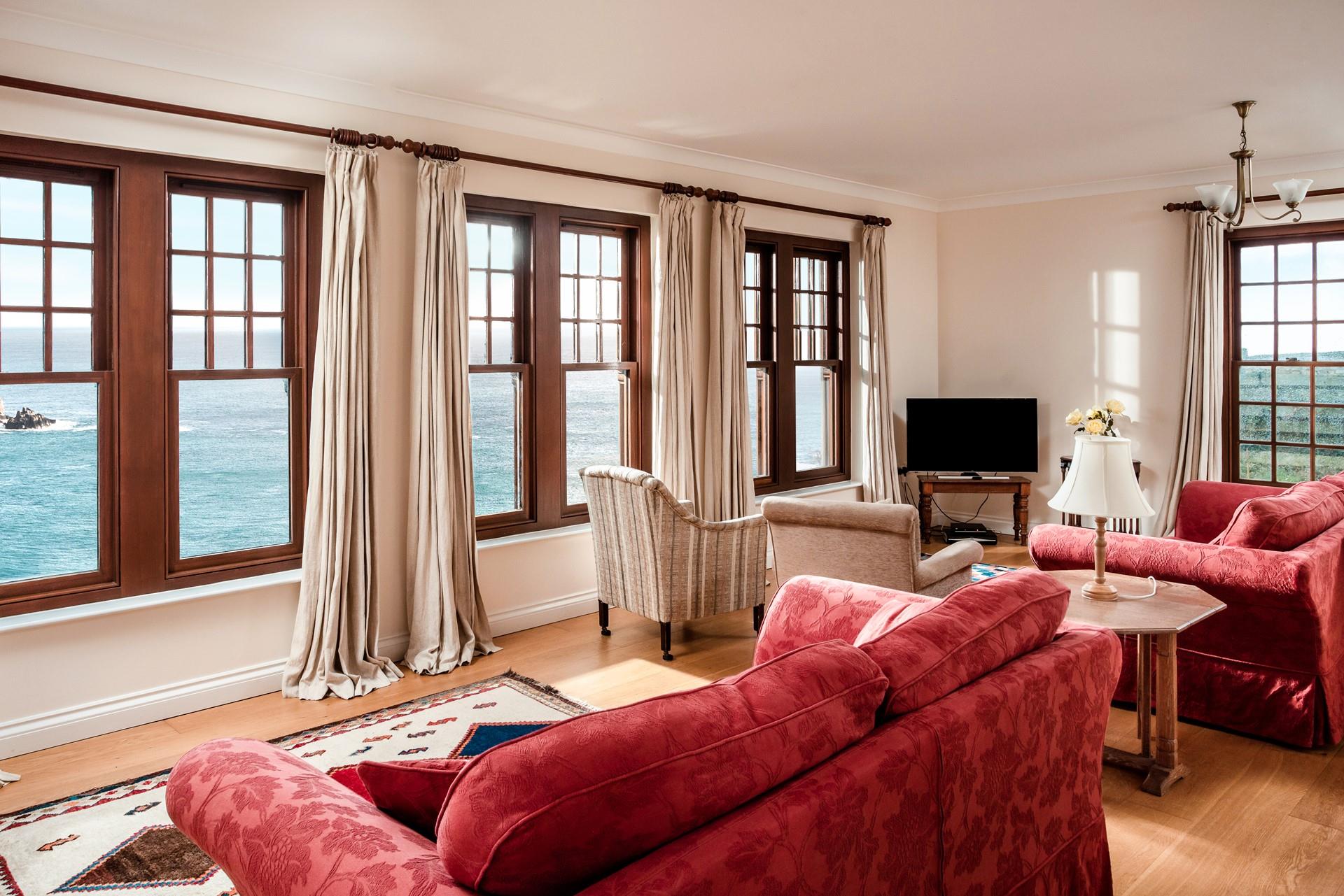 Views of the Atlantic ocean, beautifully framed in the living area.