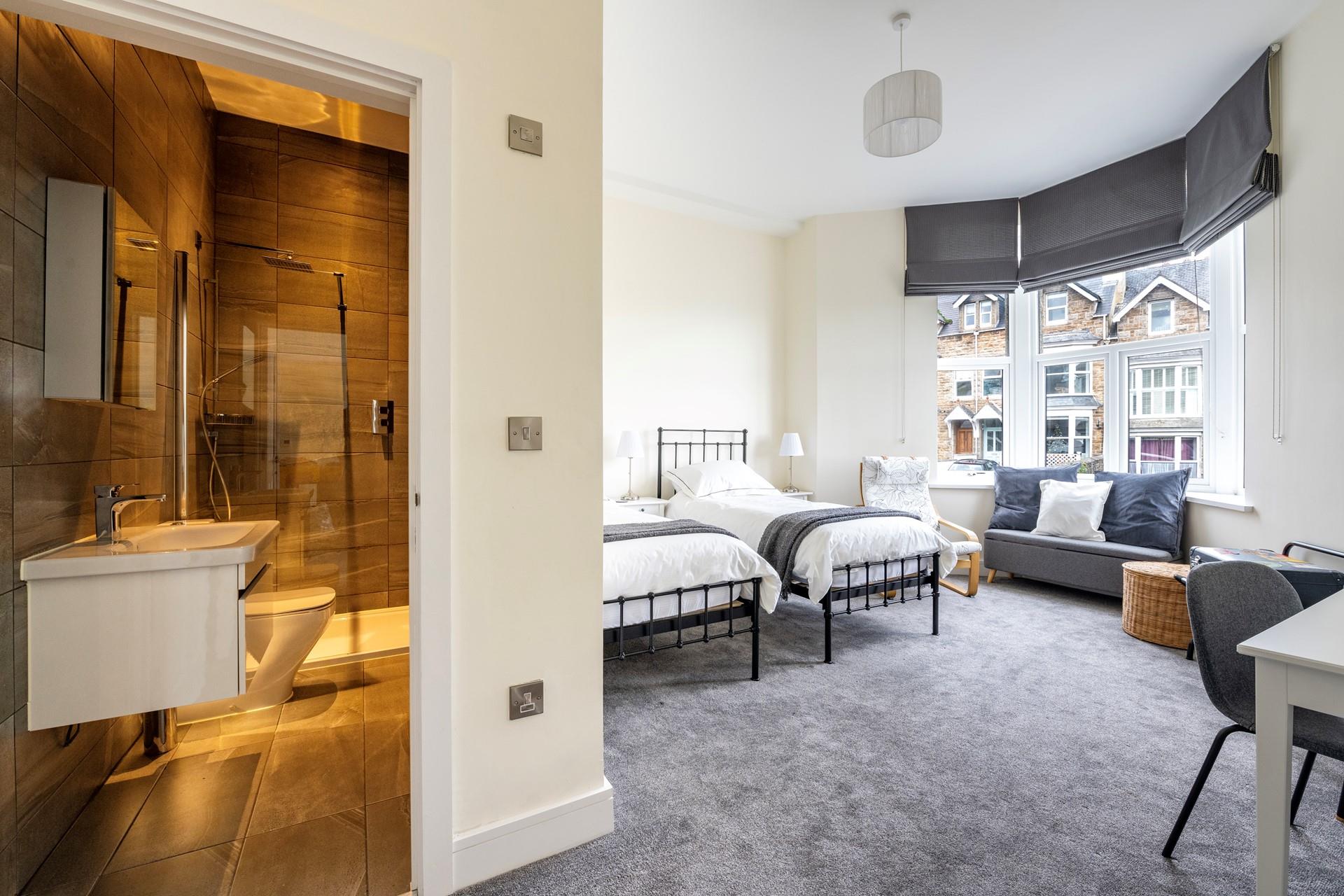 Bedroom 1 has twin beds perfect for children or adults.