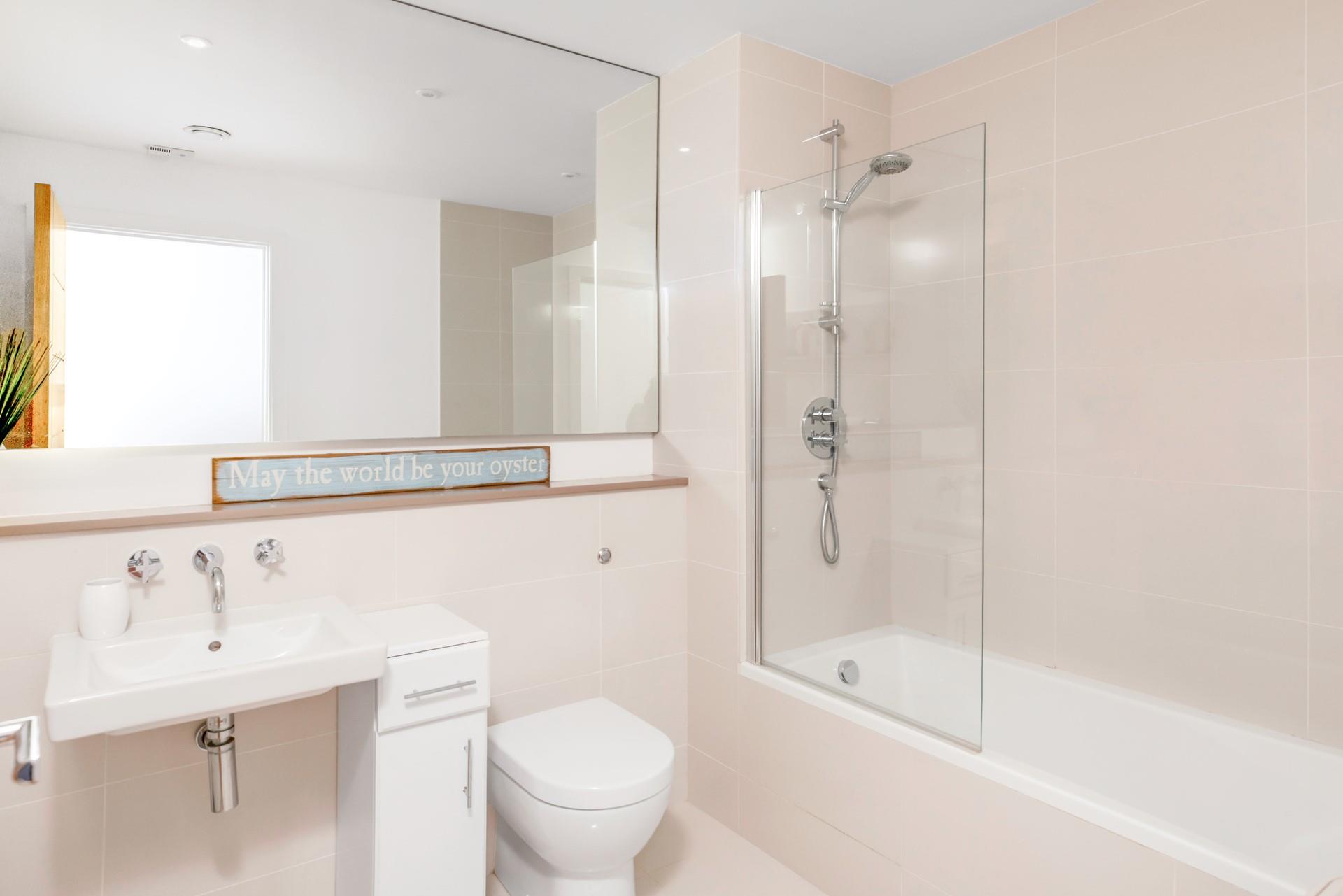 Relax and unwind with a long soak in a bubble bath or wash off sandy toes in the shower.