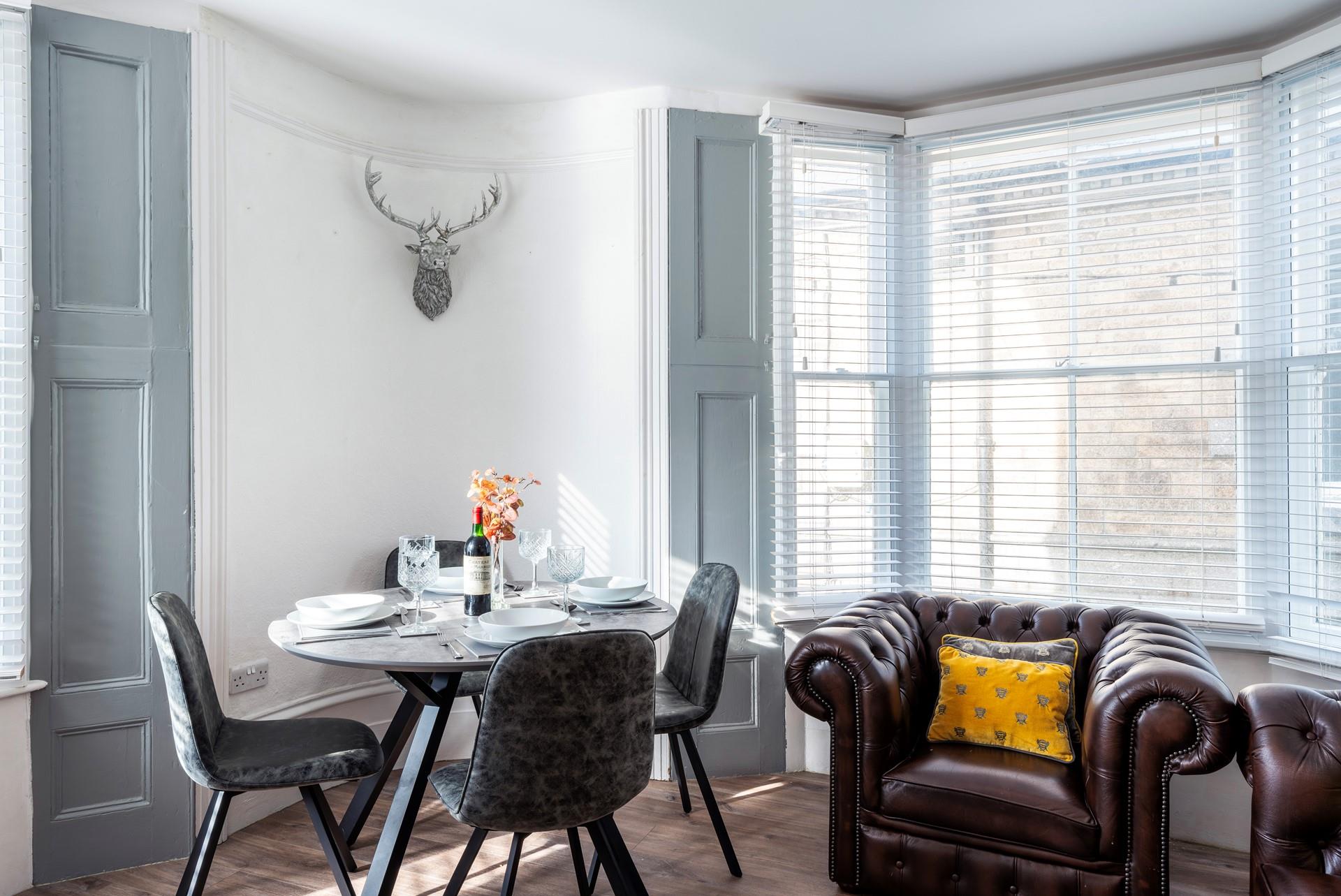 Gather around the dining table and tuck into a tasty feast.