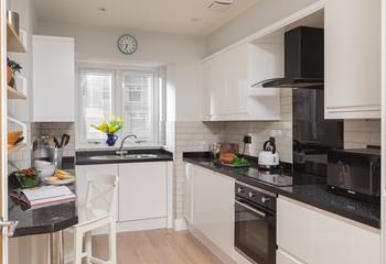 The kitchen is well-equipped with all you need for a self-catering holiday.