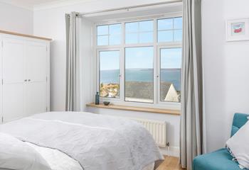 Wake up and open curtains to stunning sea views across St Ives Bay.