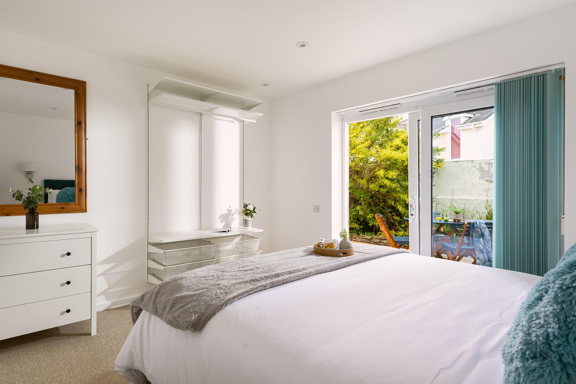 Wake up and open the patio door in the morning to check the weather.