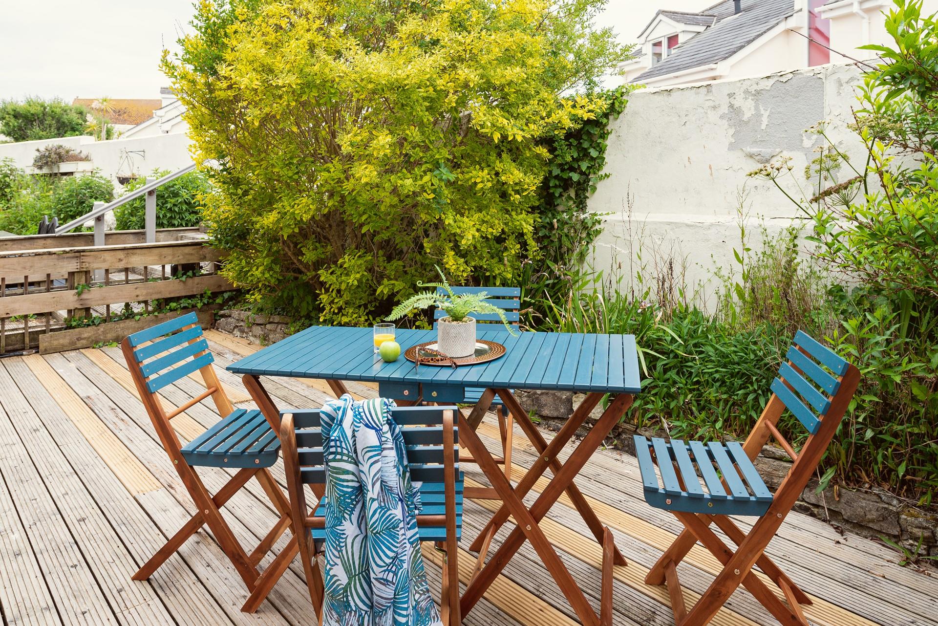 Sip your first coffee of the day outside on the decking.
