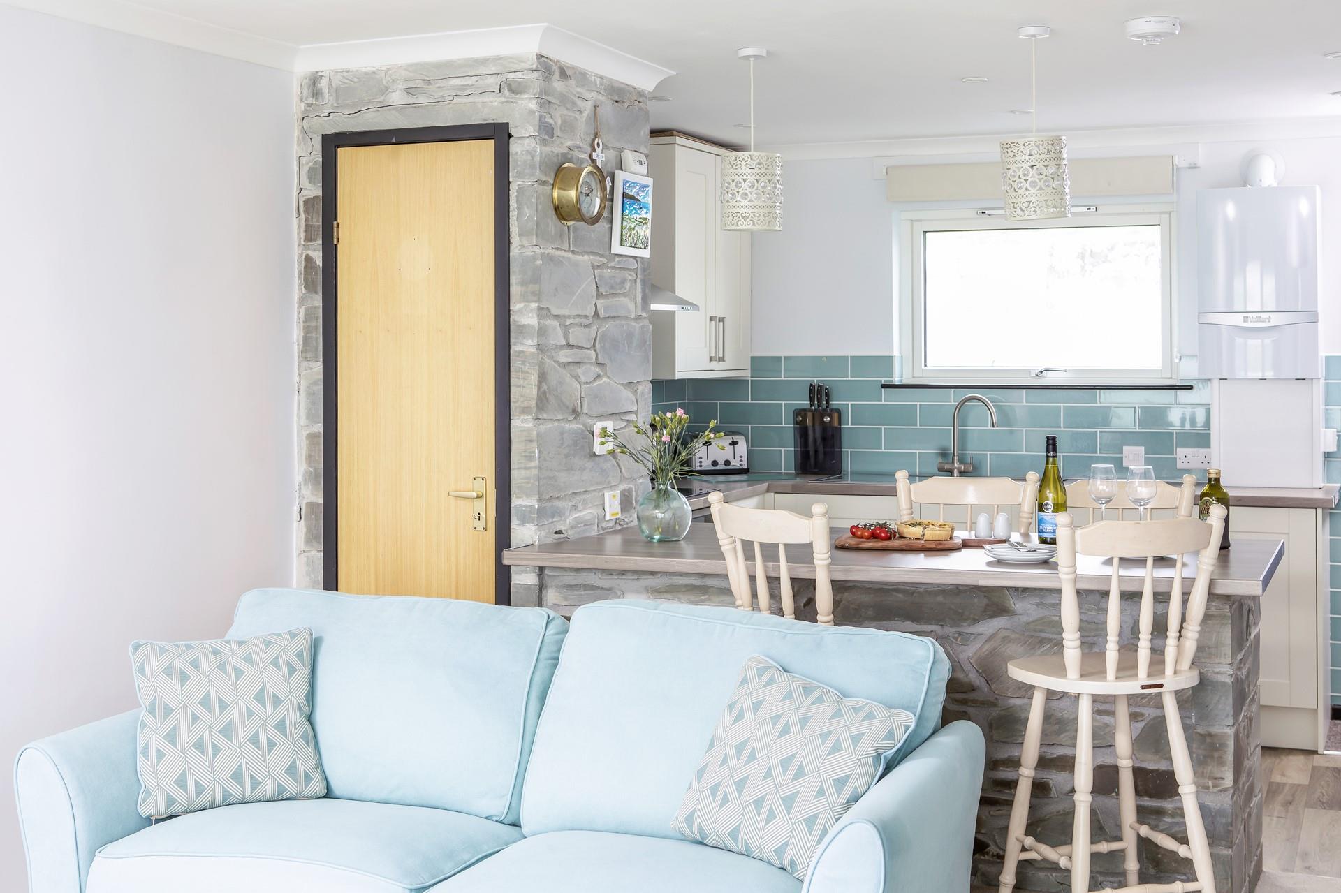 The compact but cute kitchen area has all you need a cook a tasty feast!