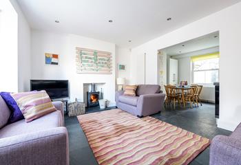 Sink into the sumptuous sofa with the woodburner crackling in the background and relax...