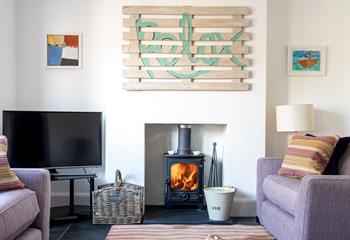 Listen to the woodburner crackle for the ultimate cosy evening, and as the sign says, relax!